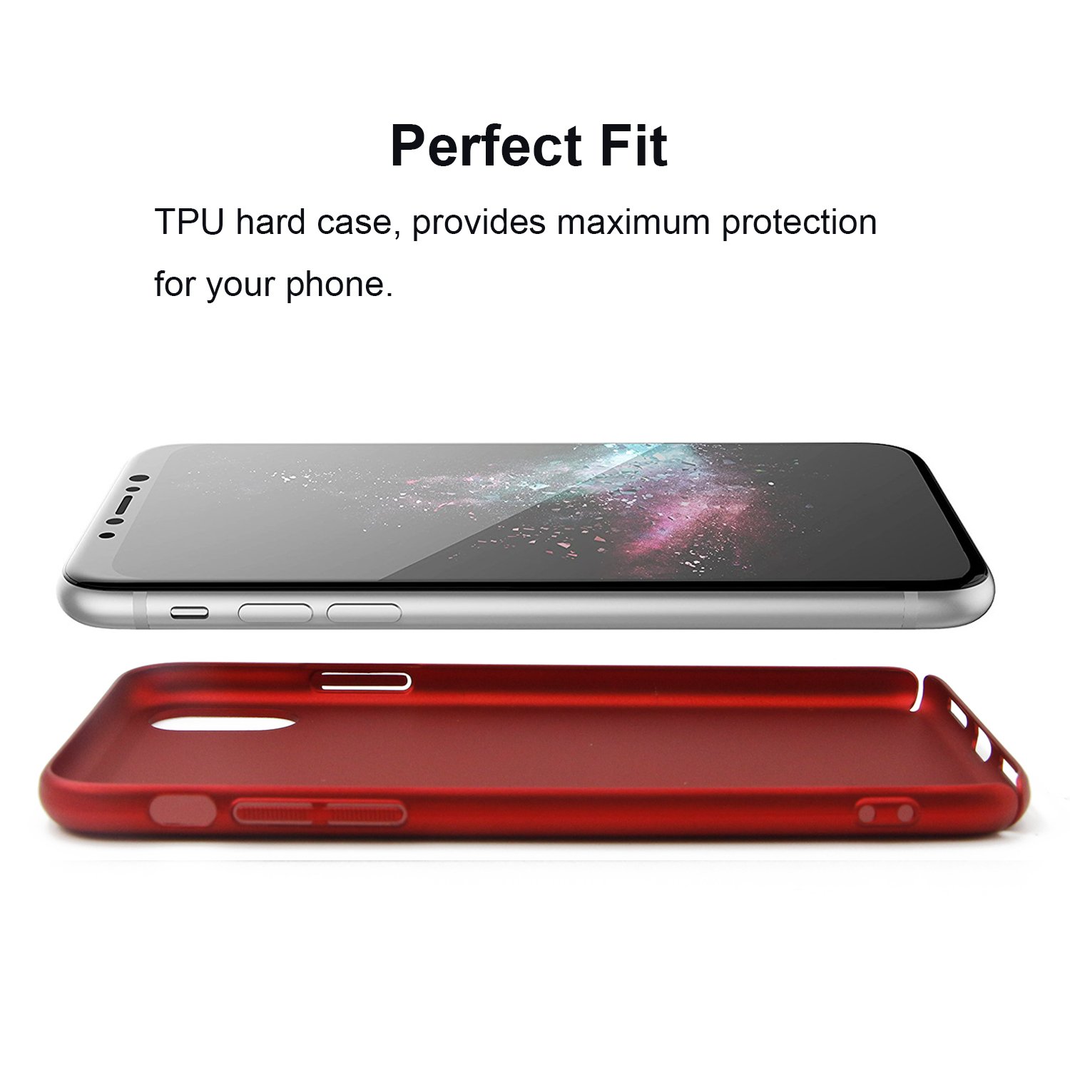 iPhone X case Shockproof Slim Fit Protective Hard TPU Case Cover for iPhone X (Red)