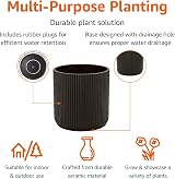 Amazon Basics Fluted Ceramic House Round Planter 20.3 cm Black view 2