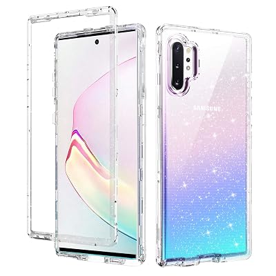 YINLAI Galaxy Note10 Plus Case Clear, Note10 Plus Phone Case, Sparkly Glitter 3 in 1 Full Body Shockproof Protection Hybrid Hard Back Heavy Duty
