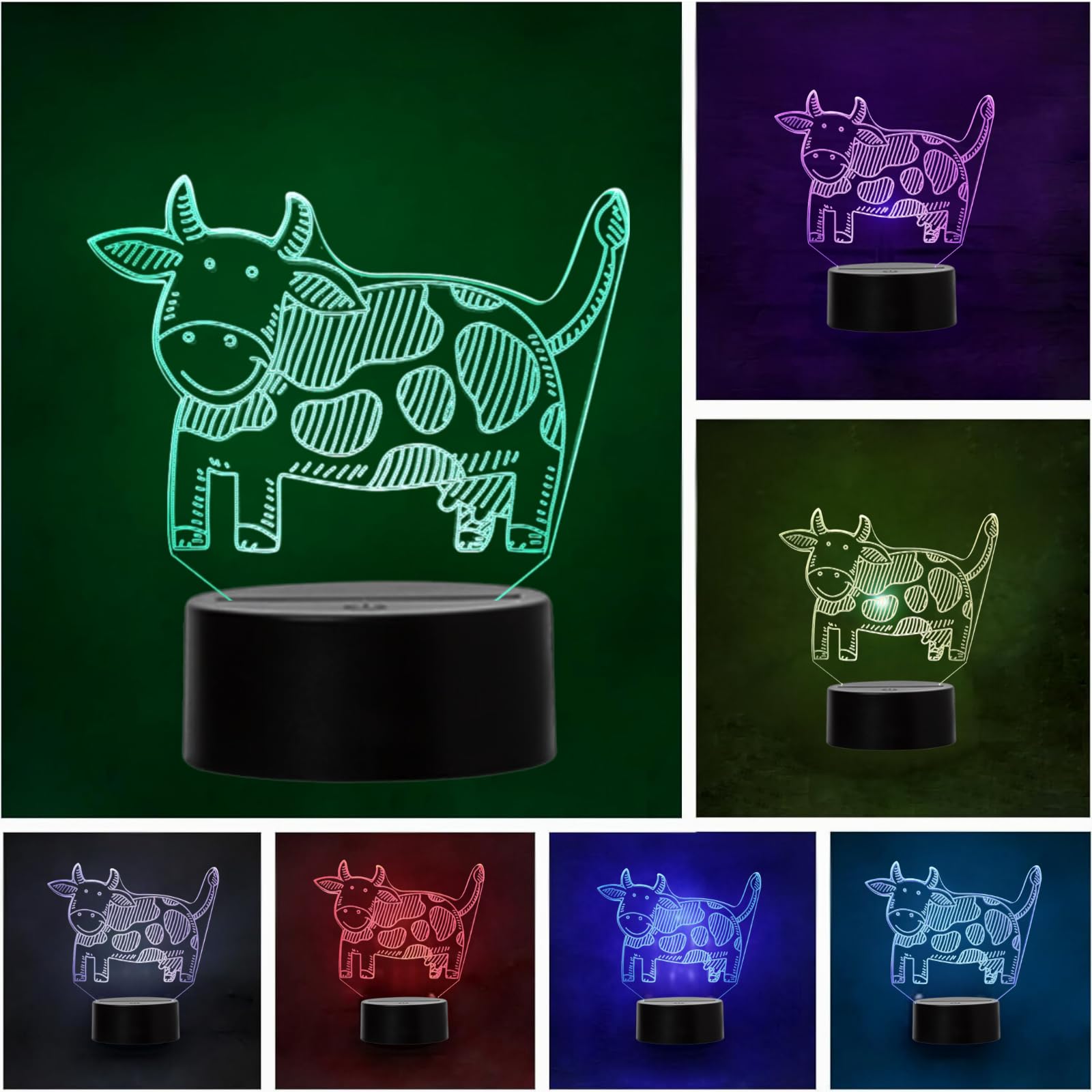 LED Lamp Cow Cow Nature Change Color USB Night Light and Decoration