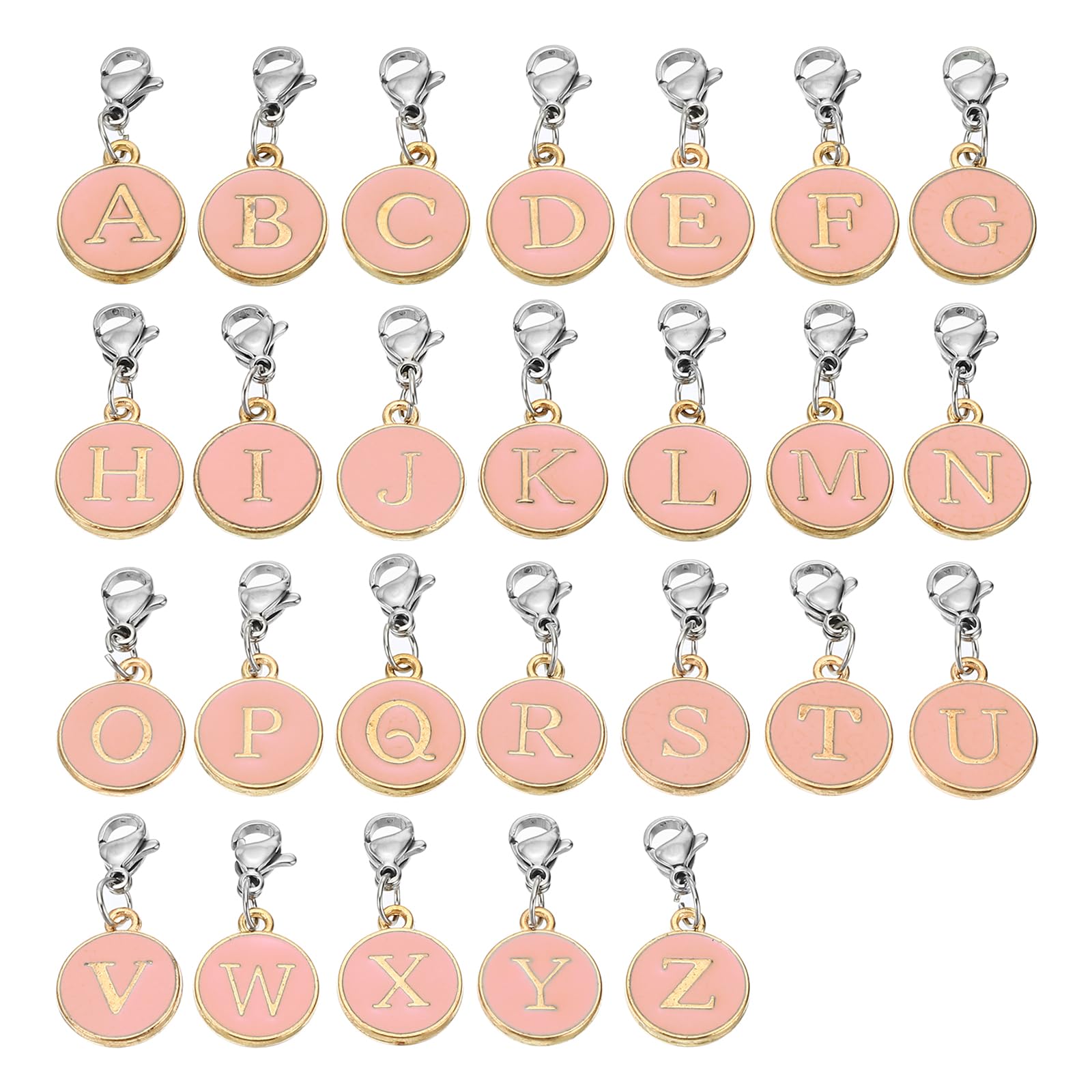 PATIKIL Enamel Crochet Stitch Markers, 26 Pack a to Z Letter Metal Pendants Charm Knitting Markers Stitch Marker for Sewing Crocheting Jewelry Making, Dark Pink