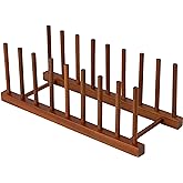 HBlife Teak Dish Plate Bowl Cup Book Pot Lid Cutting Board Drying Rack Stand Drainer Storage Holder Organizer Kitchen Cabinet(Keep Dry)