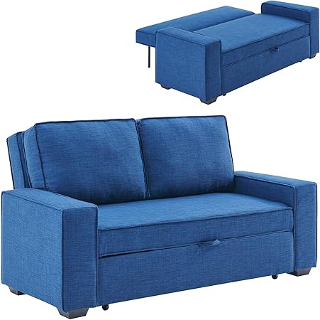 Decoinparis Canapé 3 Places Convertible James Bleu