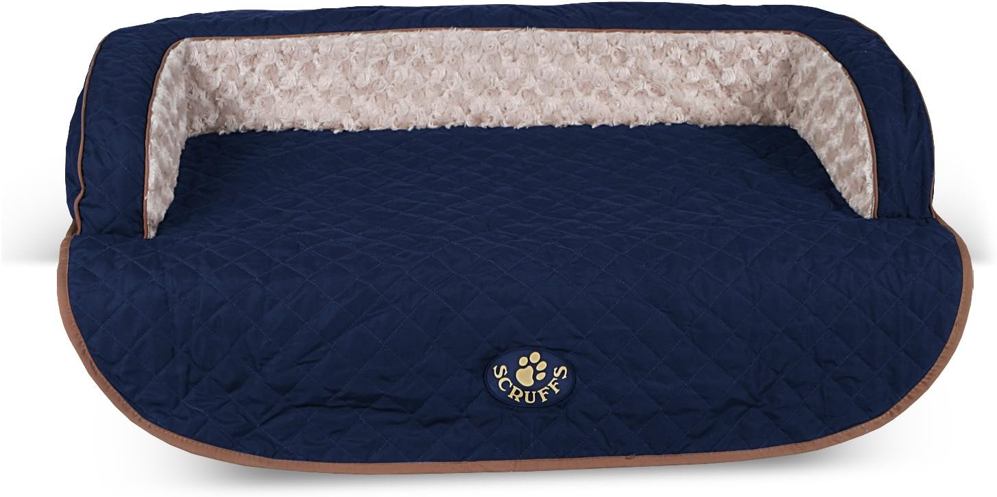 Luxury Scruffs Wilton Medium Blue Quilted Fur Lined Pet Dog Sofa Bed