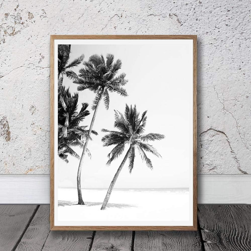 Black And White Palm Trees Beach Canvas Print Painting Prints And