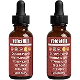 Velestoff Cayenne Pepper - Cayenne Pepper Drops Liquid Supplement with Organic Hawthorn, Beet Root, Turmeric, Vitamin K2 D3