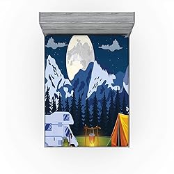 Ambesonne RV Fitted Sheet, Outdoors Activity Themed