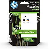 HP 63 Black/Tri-color Ink Cartridge (2-pack) | Works with HP DeskJet 1112, 2130, 3630 Series; HP ENVY 4510, 4520 Series; HP O
