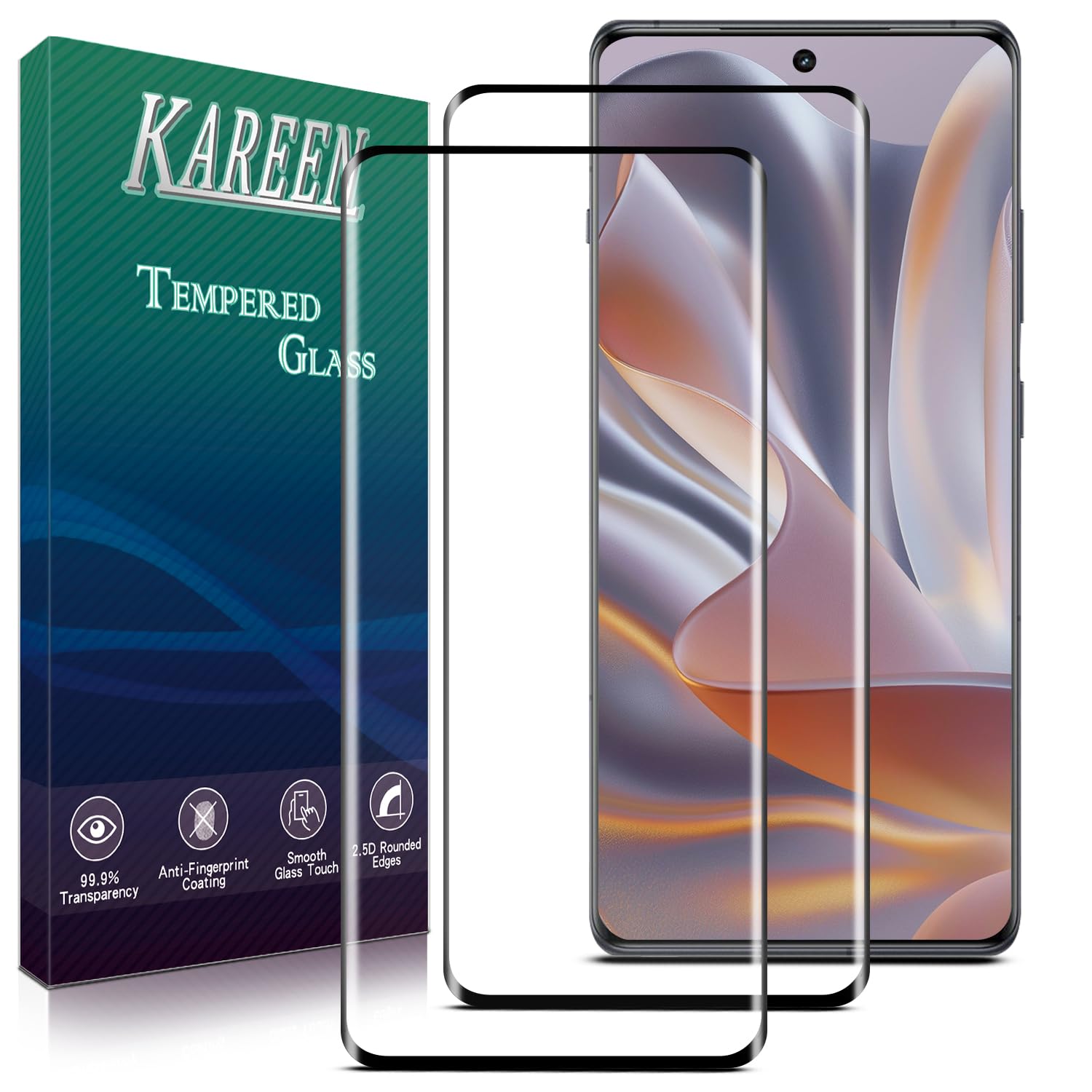 Photo 1 of KAREEN 2 Pack Screen Protector for OnePlus 12 Tempered Glass Film, 3D Full Coverage, 9H Hardness, Anti Scratch, Bubble Free