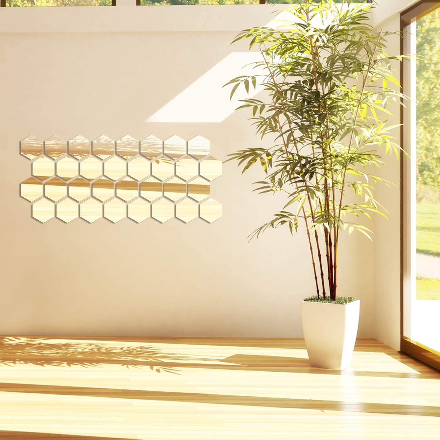 32 Pieces Removable Acrylic Mirror Setting Wall Sticker Decal for Home Living Room Bedroom Decor (10 x 8.6 x 5 cm) - - 