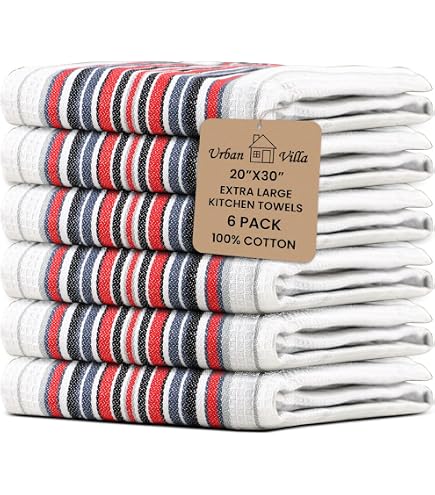 Danica Heirloom Cotton Kitchen Towels - 2-Pack, 18\" X 28\", White With Blue Check Stripe