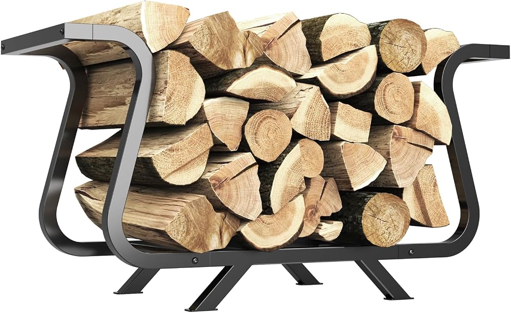 NiHome Cauldron-Style Firewood Rack 450 lbs Capacity Indoor/Outdoor