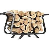 NiHome 33.5" Firewood Rack Outdoor, 450lb Metal Log Holder Indoor, Black | Cauldron-Style Design Keeps Wood 2.7 Inches Off Ground For Better Airflow, Prevents Rot, Easy Assembly With Tools Included