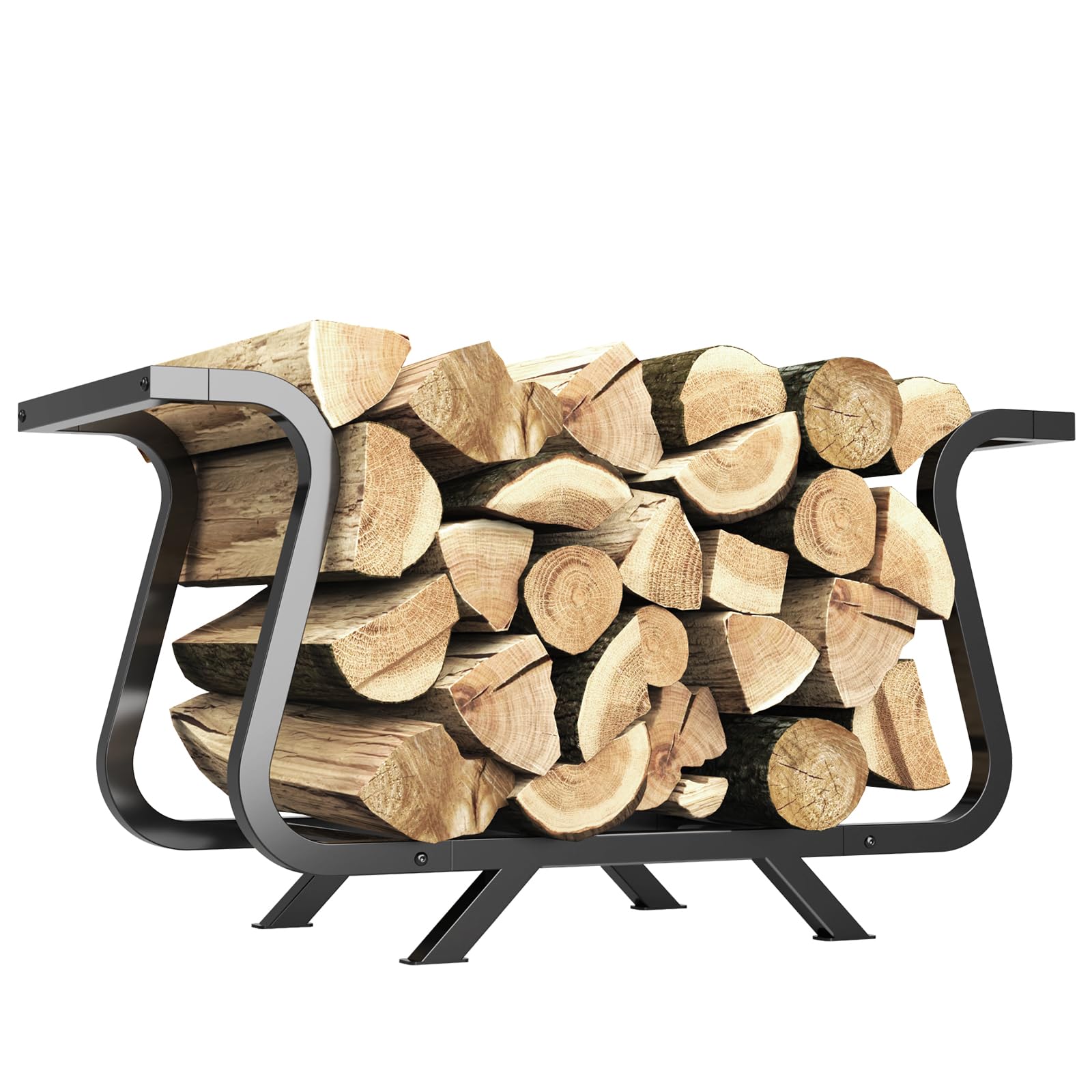 NiHome Cauldron-Style Firewood Rack, Compact Log Holder for Indoor/Outdoor Use, 204kg/450 lbs Capacity, Keeps Firewood Dry, Perfect for Fire Pits, Fireplaces, Wood Stoves, BBQ Grills, Easy Assembly