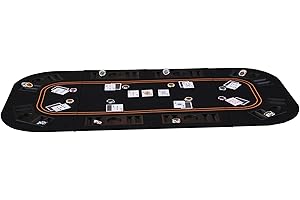 INO Design 63" Folding Casino Game Poker Blackjack Fold Up Table Top Black Felt Carrying Bag