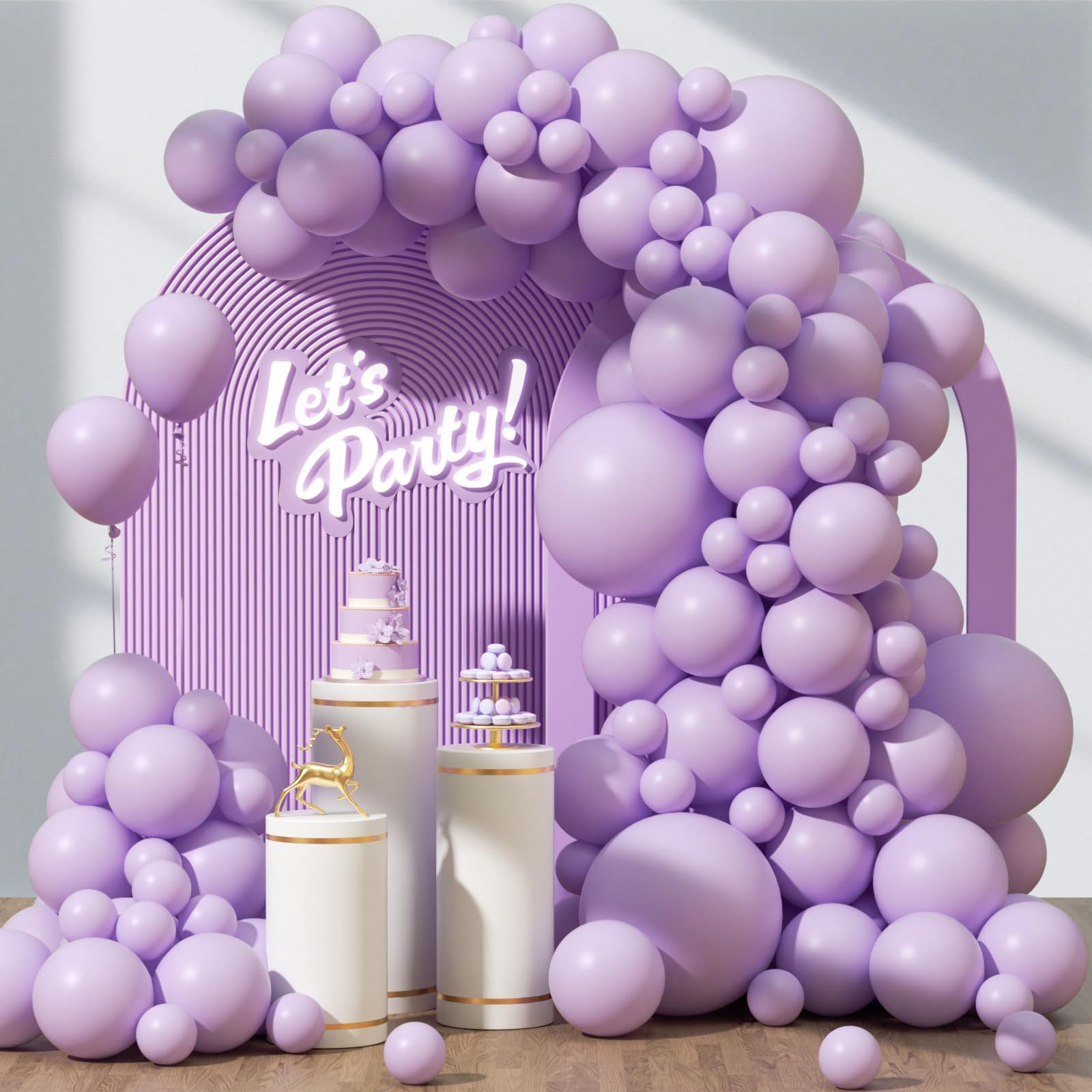 Photo 1 of 120pcs Pastel Purple Balloons, 18 12 10 5 inch Light Purple Balloons Different Sizes Purple Balloon Garland for Baby Shower Gender Reveal Wedding Birthday Party Decorations