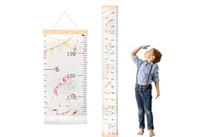 DOOLMIN Baby Height Growth Chart, Canvas Height Measuring Chart for Kids Child Toddler Boys Girls, 79" x 7.9" Hangable and Removable Waterproof Wood Ruler for Wall Room Nursery Décor(Unicorn)