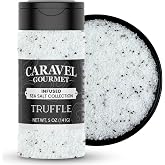 Caravel Gourmet Black Truffle Salt for Seasoning &amp; Finishing, 5 oz Shaker | Italian salt with truffle oil that adds flavor to popcorn and fries, shaker