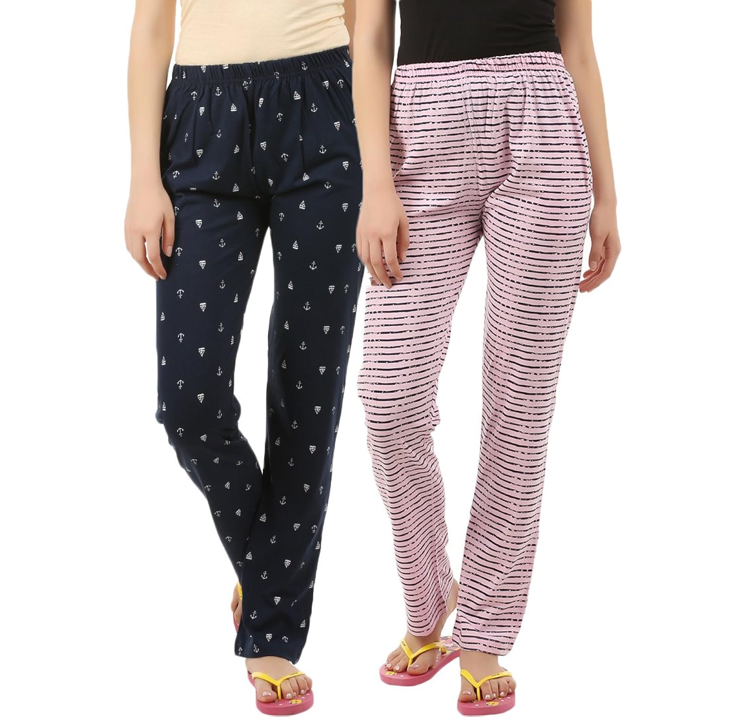 gallop womens nightwear pyjama (w-pant-blk-ltpinkstrip)