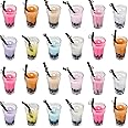 YionZian 30 Mini Boba Charms - Colorful Milk Tea Cup Keychains (19x12mm, DIY Jewelry & Earring Keychain)
