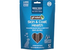 N-Bone 700446 Get Naked Grain Free 1 Pouch 6.6 oz Skin and Coat Dental Chew Sticks, Large