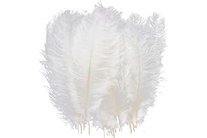 AWAYTR 10-12 inch (25-30cm) Natural Ostrich Feathers for Wedding Centerpieces Home Decoration,Flower Arrangement,DIY Christmas Decorations (10pcs,White)