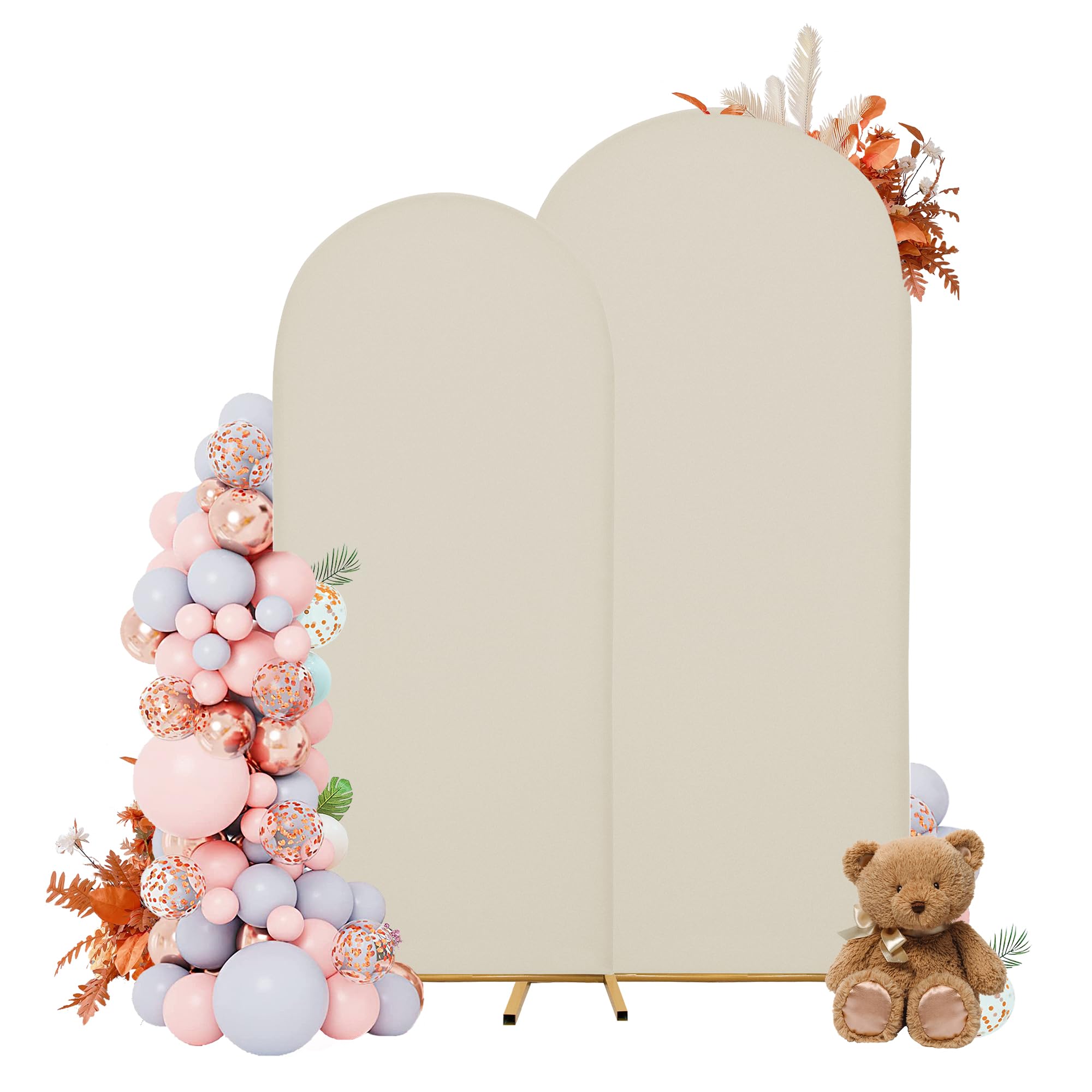 Photo 1 of DREAHOTEXTIL 7.2FT&6FT Arch Covers,Arch Backdrop Stand Fitted Cover for Wedding Birthday Party Ceremony Banquet Decoration(Off-White,Cover Only)