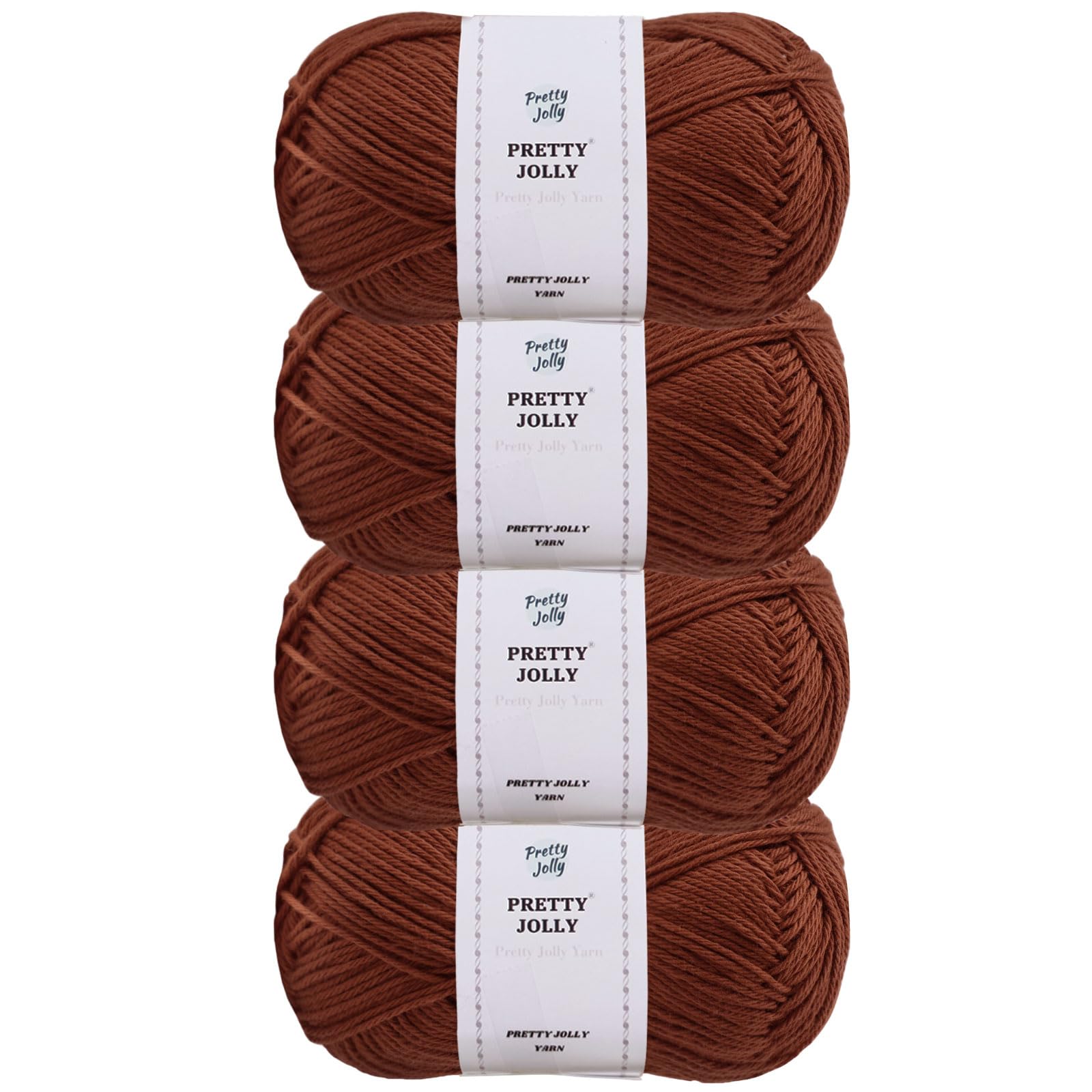 Pretty Jolly 4 Skeins Soft Baby Yarn, 100% Cotton, Crochet & Knitting, 4 Ply, Fingering Weight, Blanket Yarn for DIY Craft Total Length 4×160m/4×50g (Caramel) — image 1