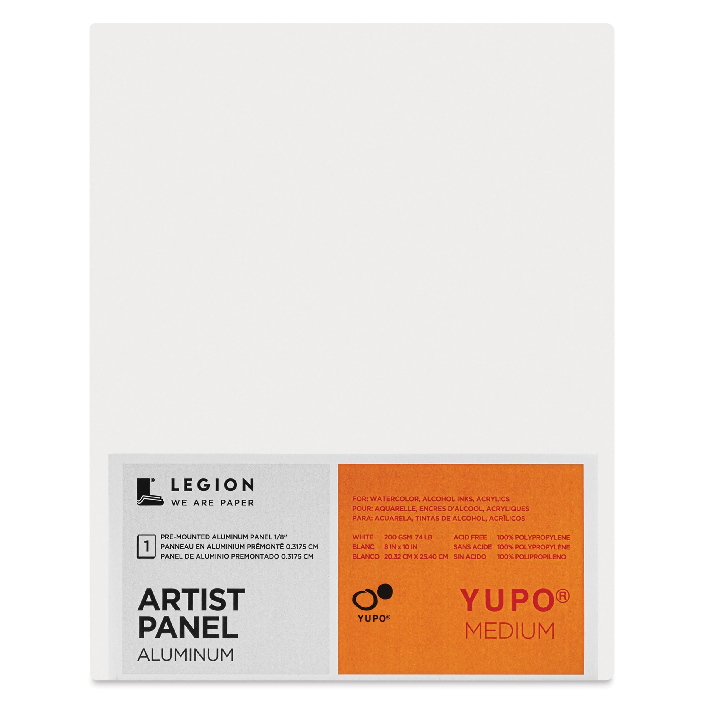 Photo 1 of Legion Artist Panel, 1/8" Composite Brushed Aluminum with YUPO Medium 200gsm Paper, 8 x 10 inches for Dry Media