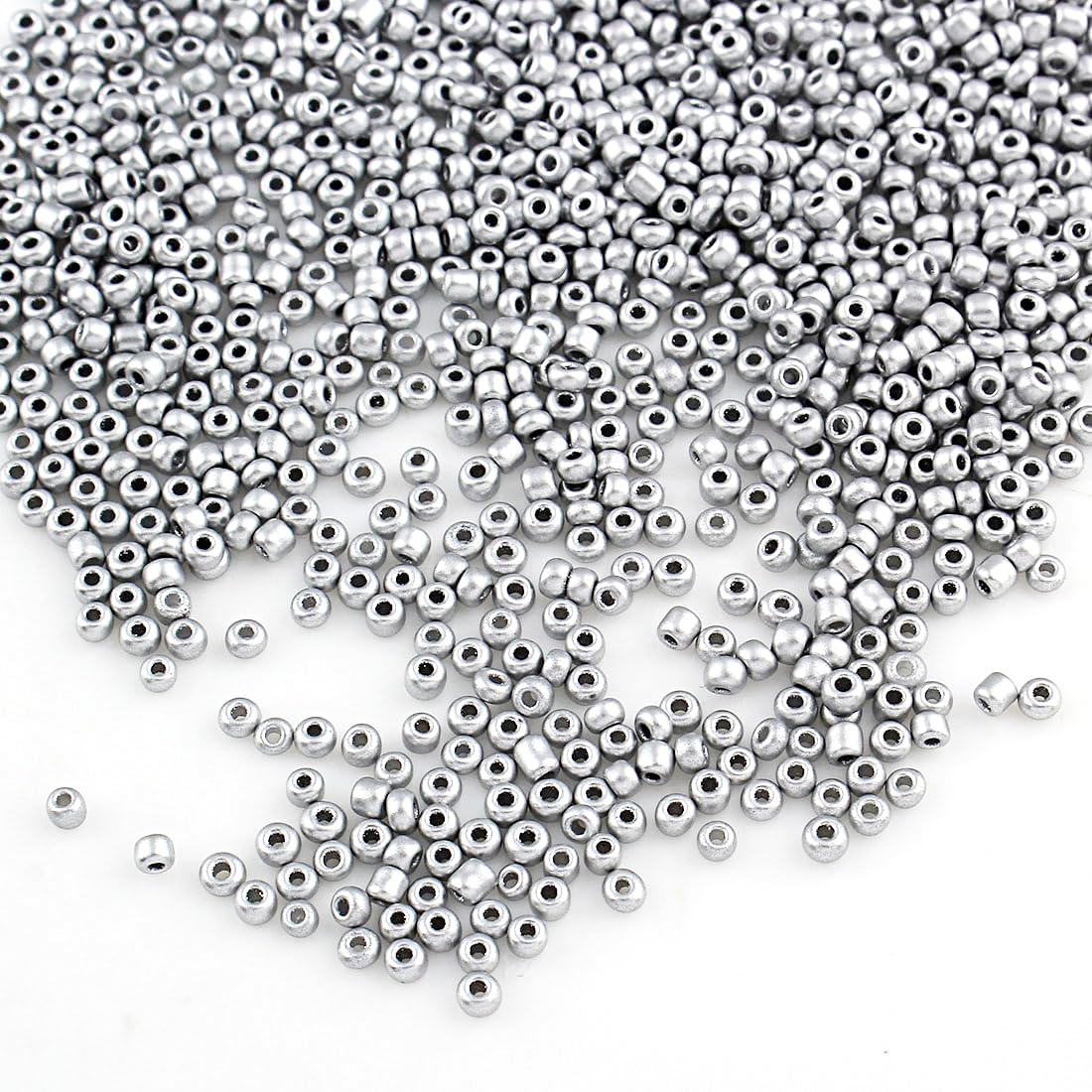 1100 x 4mm Glass Seed Beads - Metallic Color - 6/0 - Pony Beads for Kids, Choice of Colours (Silver) — image 1