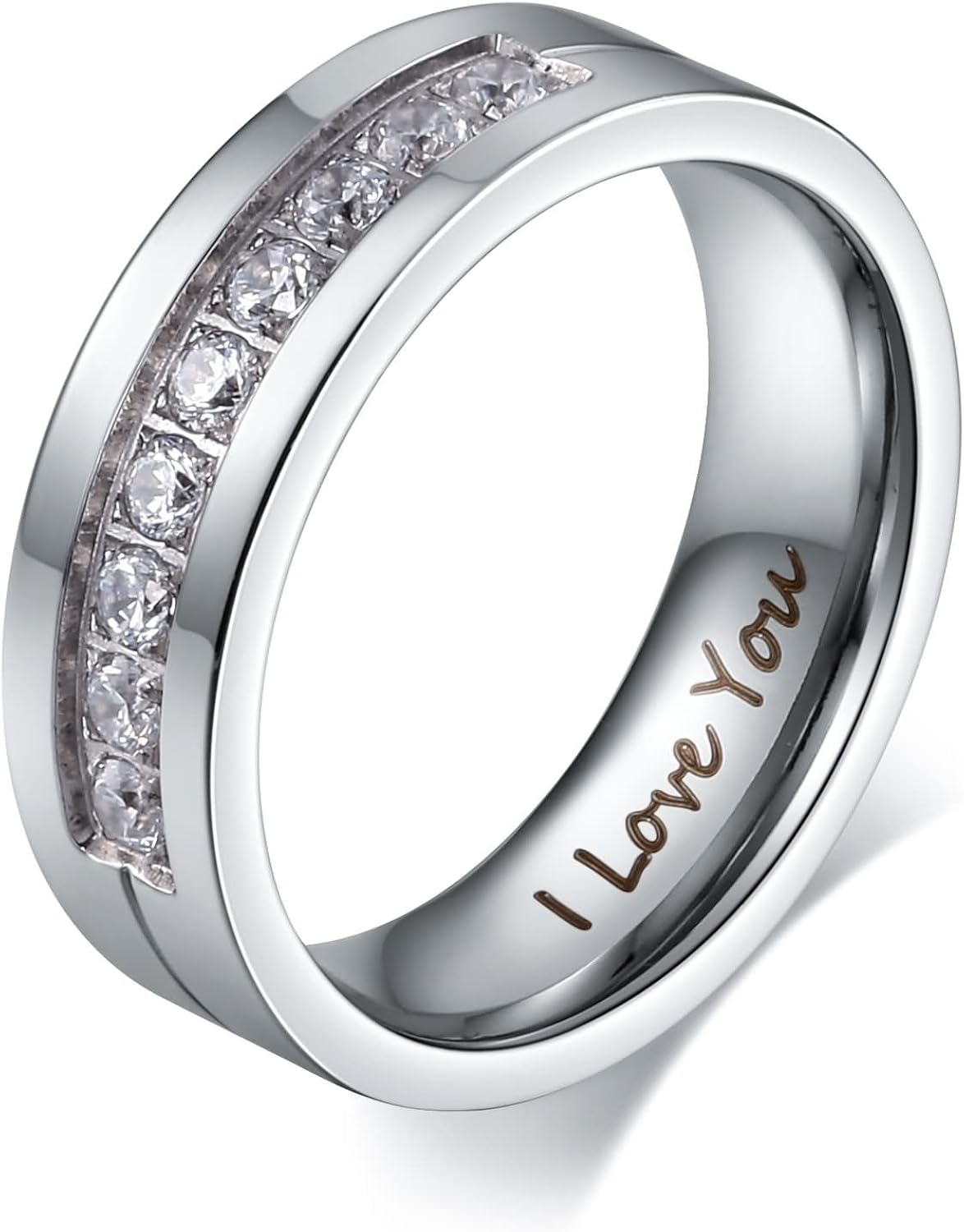Aeici Frauen Ring Edelstahl Versprechen Engagement Hochzeit Bands Cz Ring Grosse 74 23 6 Amazon De Schmuck