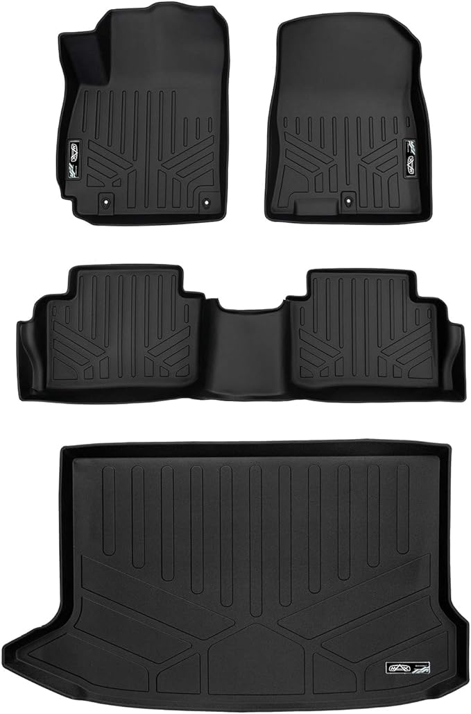 MAXLINER Floor Mats 2 Rows and Cargo Liner Set Black for