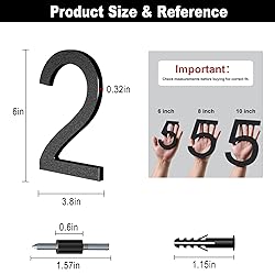 6 Inch Self-adhesive House Numbers, Modern Floating