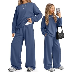 Hyggeweir Girls Clothes 2 Piece Outfits Sets | Long Sleeve Oversize Sweatshirt, with Pockets, Fit 7-16 Years, Soft, Casual, B