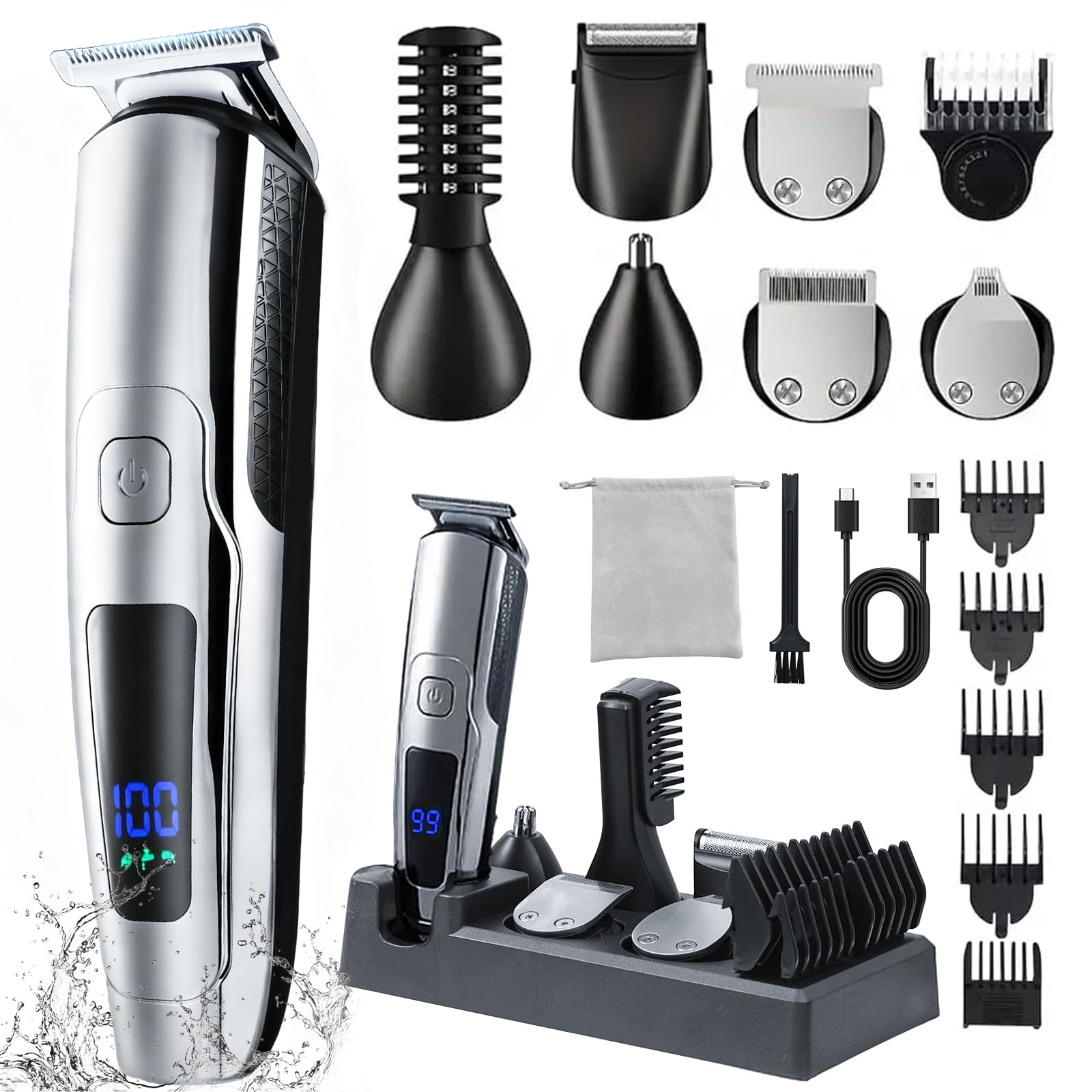Photo 1 of ritarga Beard Trimmer for Men, 20 Length Settings, 14-in-1 Cordless Grooming Kit, Waterproof Electric Razor for Men, Hair Trimmer, Nose Hair Trimmer, Cordless Hair Clippers with Travel Bag