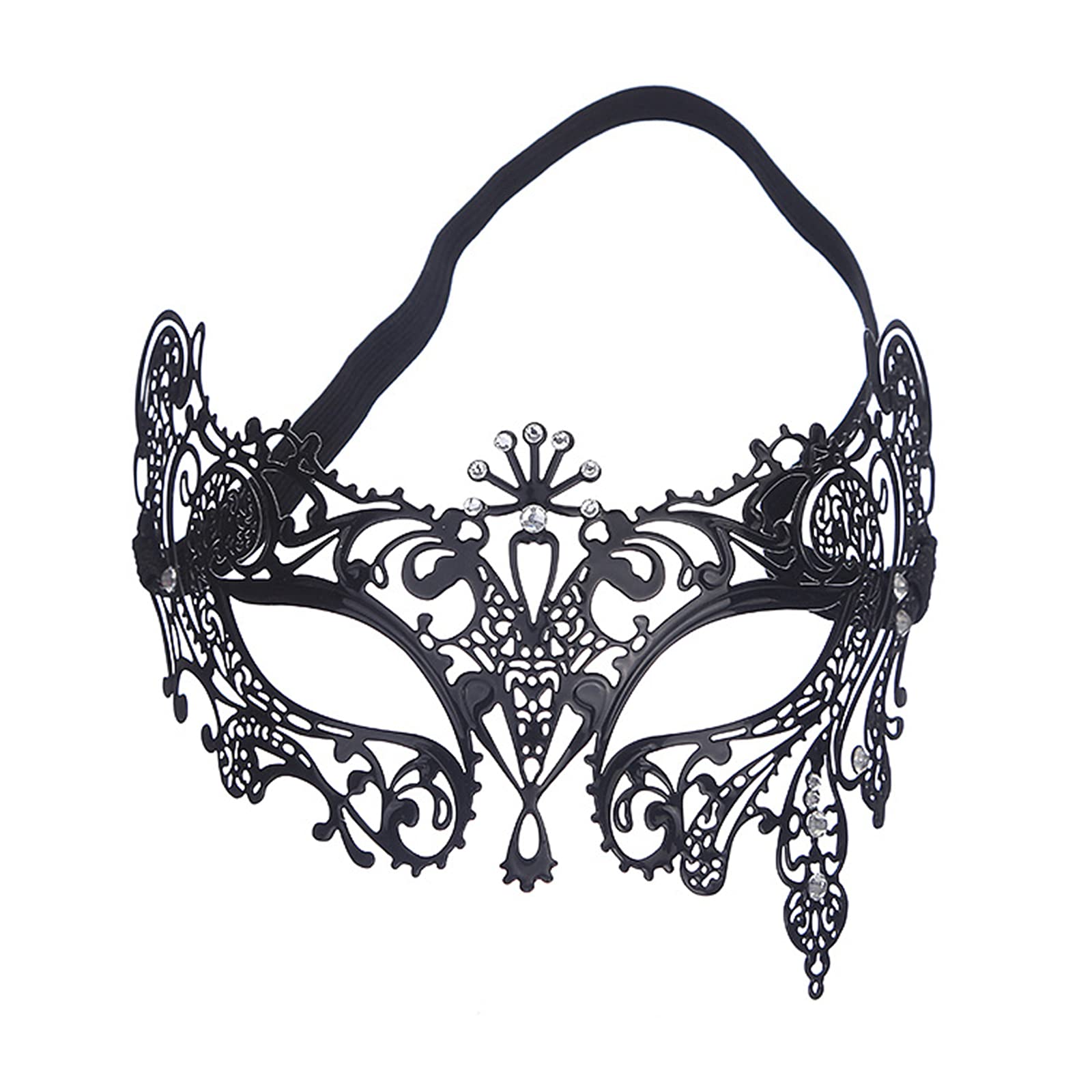 Sexy Black Metal Diamond Mask - Women's Masquerade Mask for Fancy Dress, Wedding, Stage Performance, Carnival, Catwalk, Fashion Party