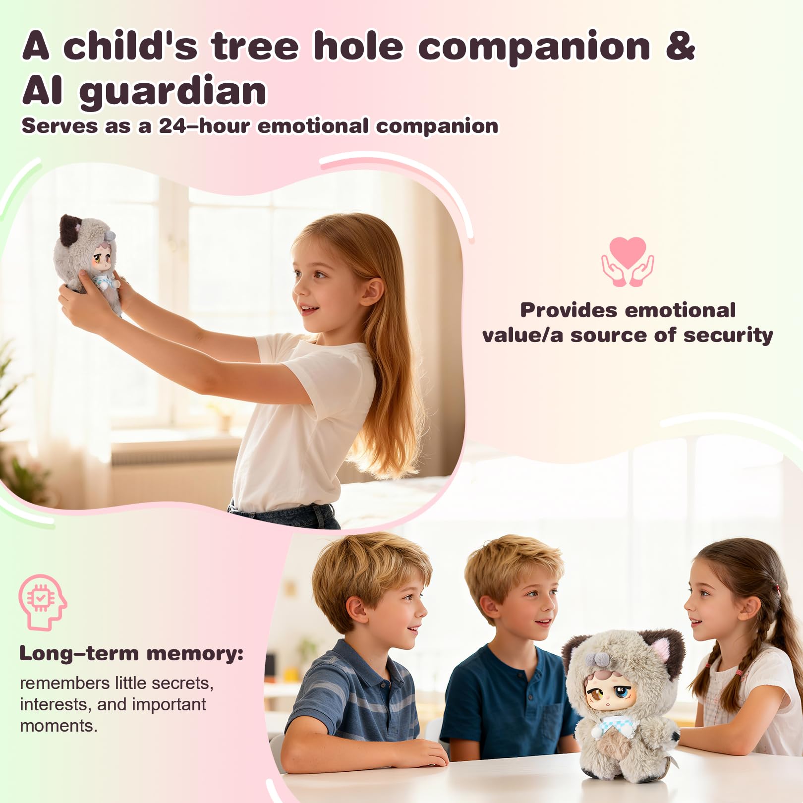 IvyBess AI Smart Stuffed Animal with ChatGPT-Real-Time Voice Interactive Plush Toy, Learning Assistant & Emotional Companion for Kids 3+ Interactive Plush Stuffed Animal Toys