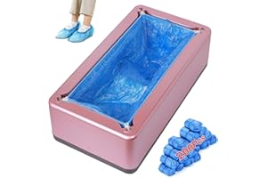 Svfreyavis Automatic Shoe Cover Dispenser with 200pcs Disposable Non-Slip Covers – Manual Step-On Shoe Cover Machine, No Power Required, Easy to Use for Home, Office, Clinic, Indoor Use – Pink