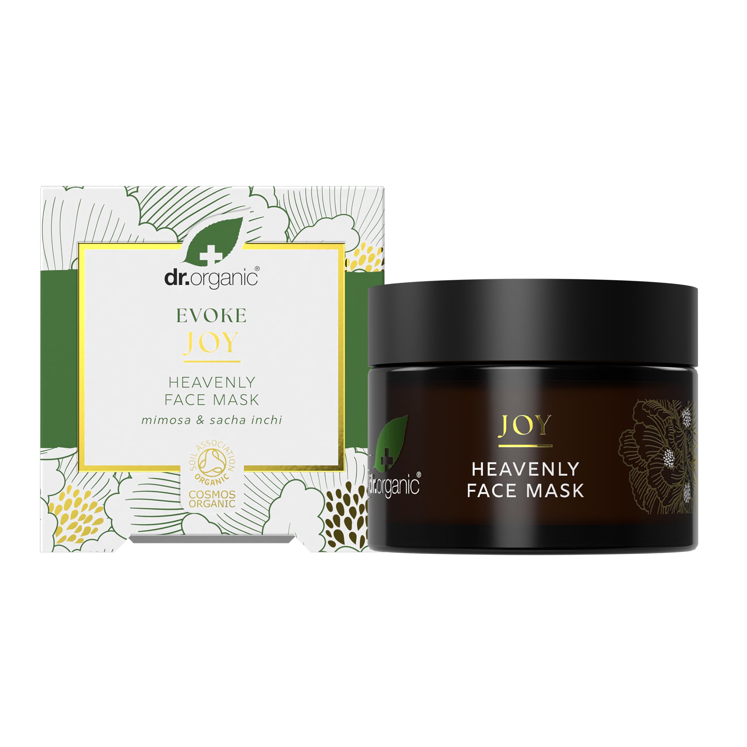 Dr Organic Evoke Joy Heavenly Face Mask, Hyrdating, Glowing Complexion, Rich in Antioxidants, with Mimosa & Sacha Inchi, Certified Organic, 50ml
