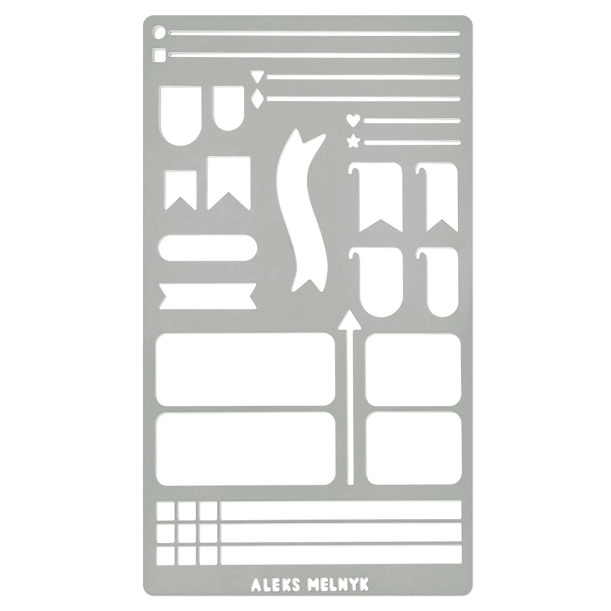 Aleks Melnyk No.486 Metal Stencils for Bullet Journaling, Bookmark, Planning, Lines, Planner, Habit Tracker, Dot Journals Stencil for Diary, Templates, Tiny Letters, Small Number