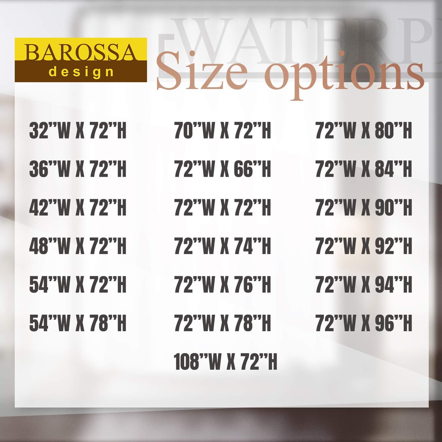 Barossa Design Waterproof Fabric Shower Curtain or Liner Hotel Quality, Machine Washable, White Shower Curtain Liner for Bath Tub, 72x72 Inches: Home & Kitchen