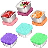 6x2.7 Oz Salad Dressing Container to Go,Handy Leakproof Stainless Steel Meal Prep Containers Reusable,Sauce Containers for Lu