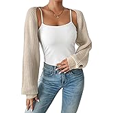 Durio Open Front Long Sleeve Cropped Cardigan - Y2K Drop Shoulder Bolero Shrug Fall Fashion 2026