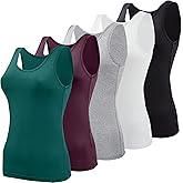 BQTQ 5 Pcs Basic Tank Tops for Women Undershirt Tank Top Sleeveless Under Shirts