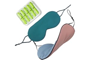 IFYON 2-in-1 Sleeping Kit, 2 Pack Reversible Cooling & Warming Eye Masks with 5 Pairs Soft Memory Foam Earplugs & Storage Cas