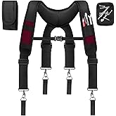 UMYLOV Tool Belt Suspenders, Work Belt Suspender Suitable for Construction Electrician Tool Belt with Adjustable Straps (red)