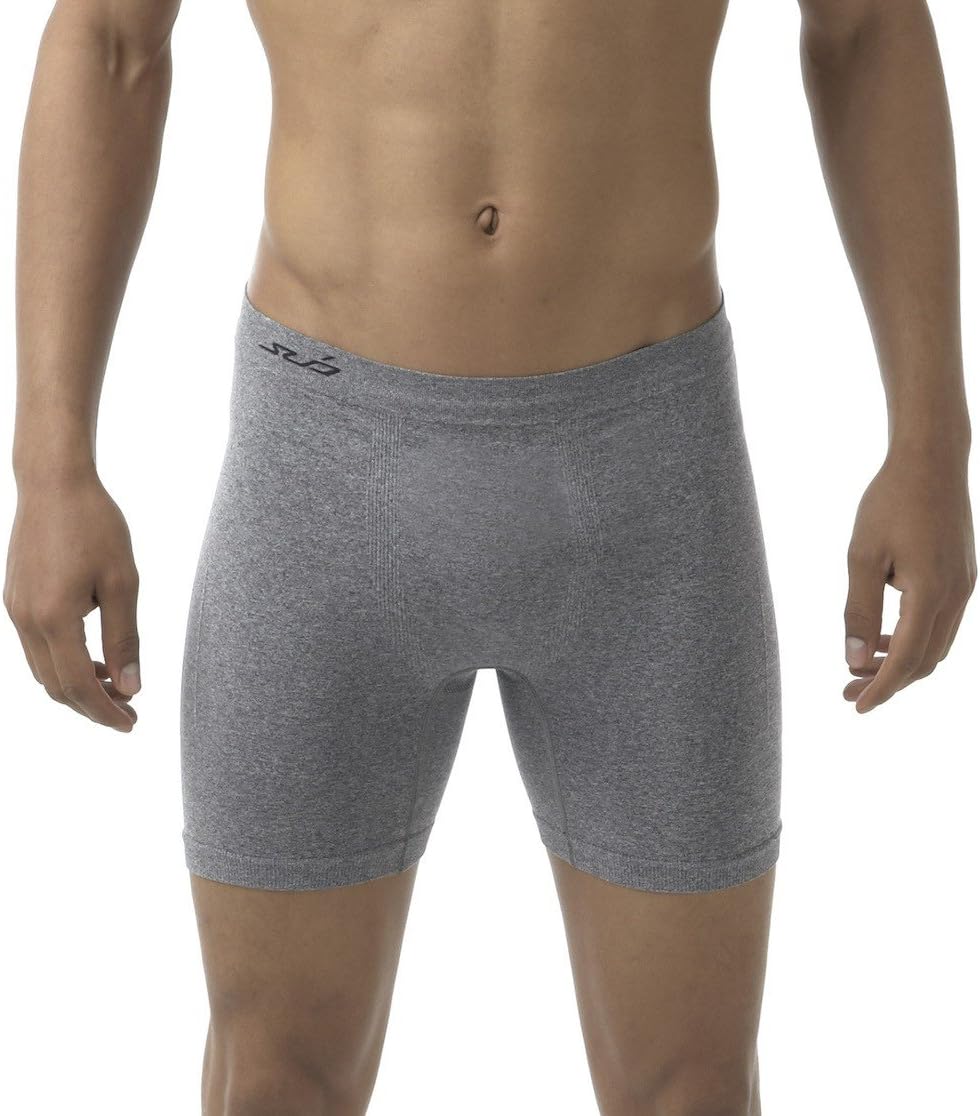 Sub Sports Mens Super Soft Seamless and Seamfree Boxer Shorts Trunks Pants, Base Layer, Underwear for Sensitive Skin - Grey Marl - XL
