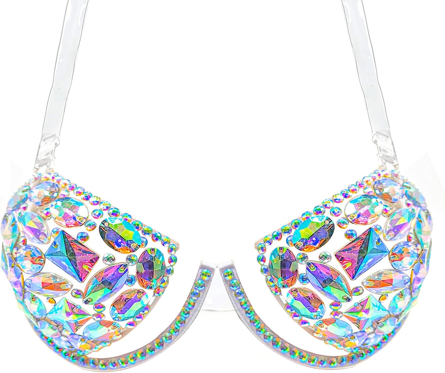 MineSign Gems Glitter Bra Clear Strap Sexy Top Bra Fashion Women