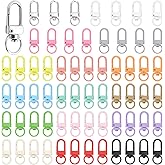 64Pcs Lanyard Swivel Snap Hooks Colorful Metal Lobster Claw Clasps Swivel Lanyards Trigger Snap Hooks Strap with Key Rings Small Lobster Claw Keychains Clasps for Keychain Jewelry Making(16Colors)