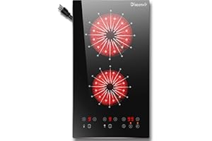 Disaenvir 2 Burner Electric Cooktop - 12 Inch Stove Top, Built-in & Countertop, 2000W, 120V Portable Two Burner Radiant Electric Cook Top, Sensor Touch Control, Timer, Safety Lock, 110V Plug in